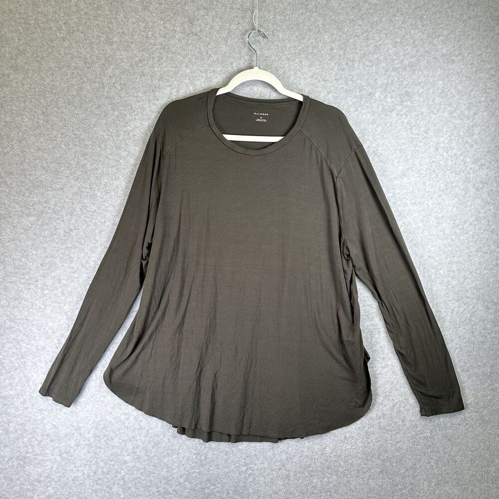 Halogen Brown Rayon Blend Stretch Pullover‎ Sweatshirt Long Sleeve Size 3x Crew